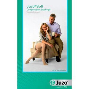 Juzo Soft Thigh High, Silicone Band, Open Toe Compression Socks, 20-30 mmHg